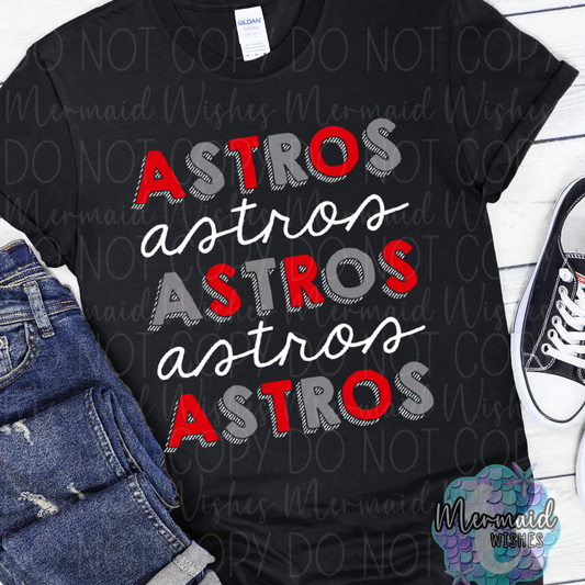 Astros Stacked Doodle (DTF)