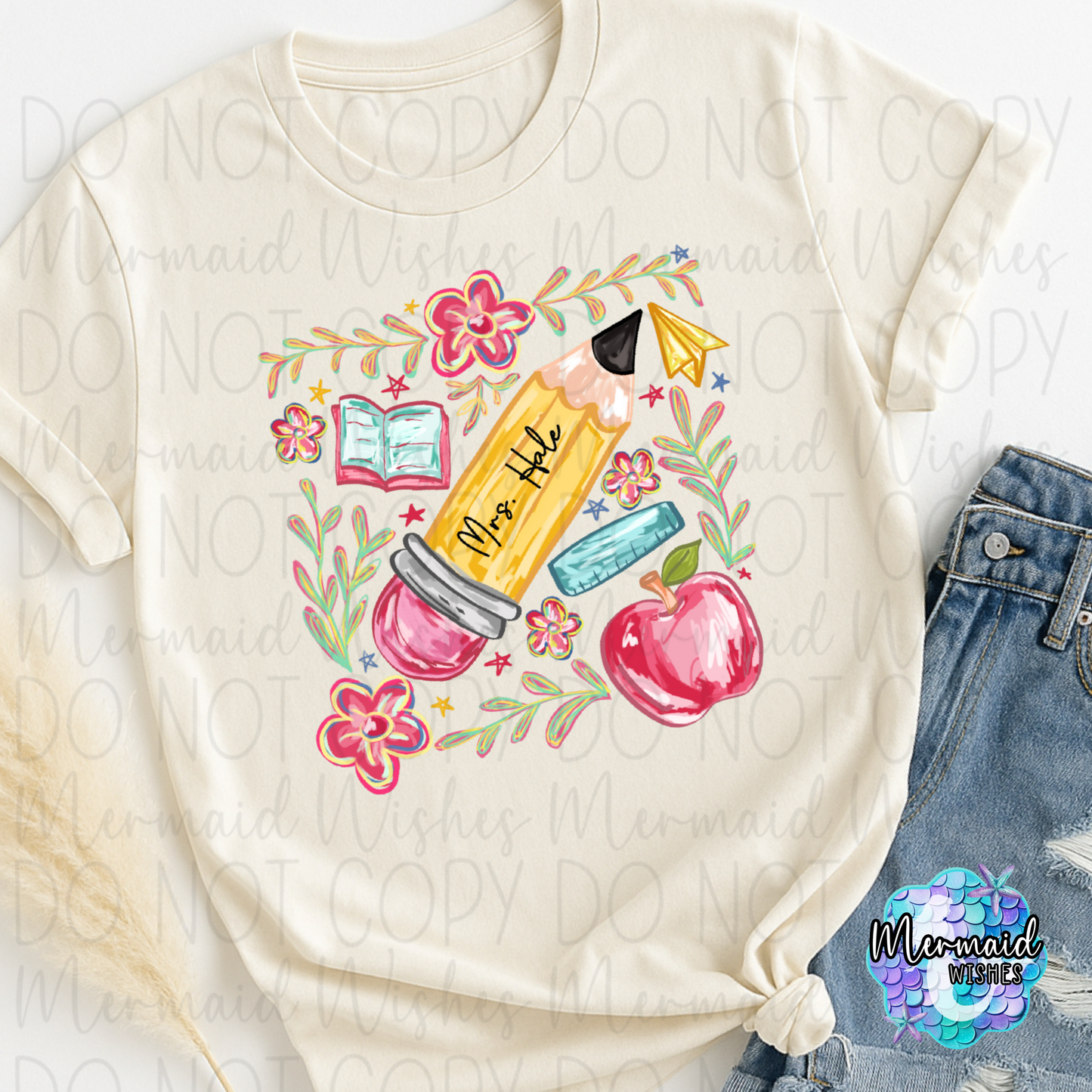 Boho Floral Pencil Custom Name