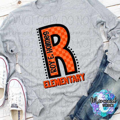 Checkered Letter Roy E. Holmes Elementary