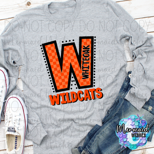 Checkered Letter Whiteoak Wildcats