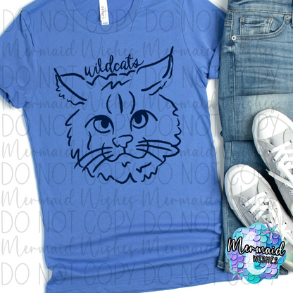 Blanchester Wildcats Doodle Mascot (DTF)