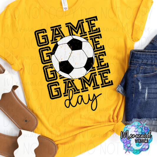 Distressed Soccer Game Day -Yellow/Gold- (DTF)