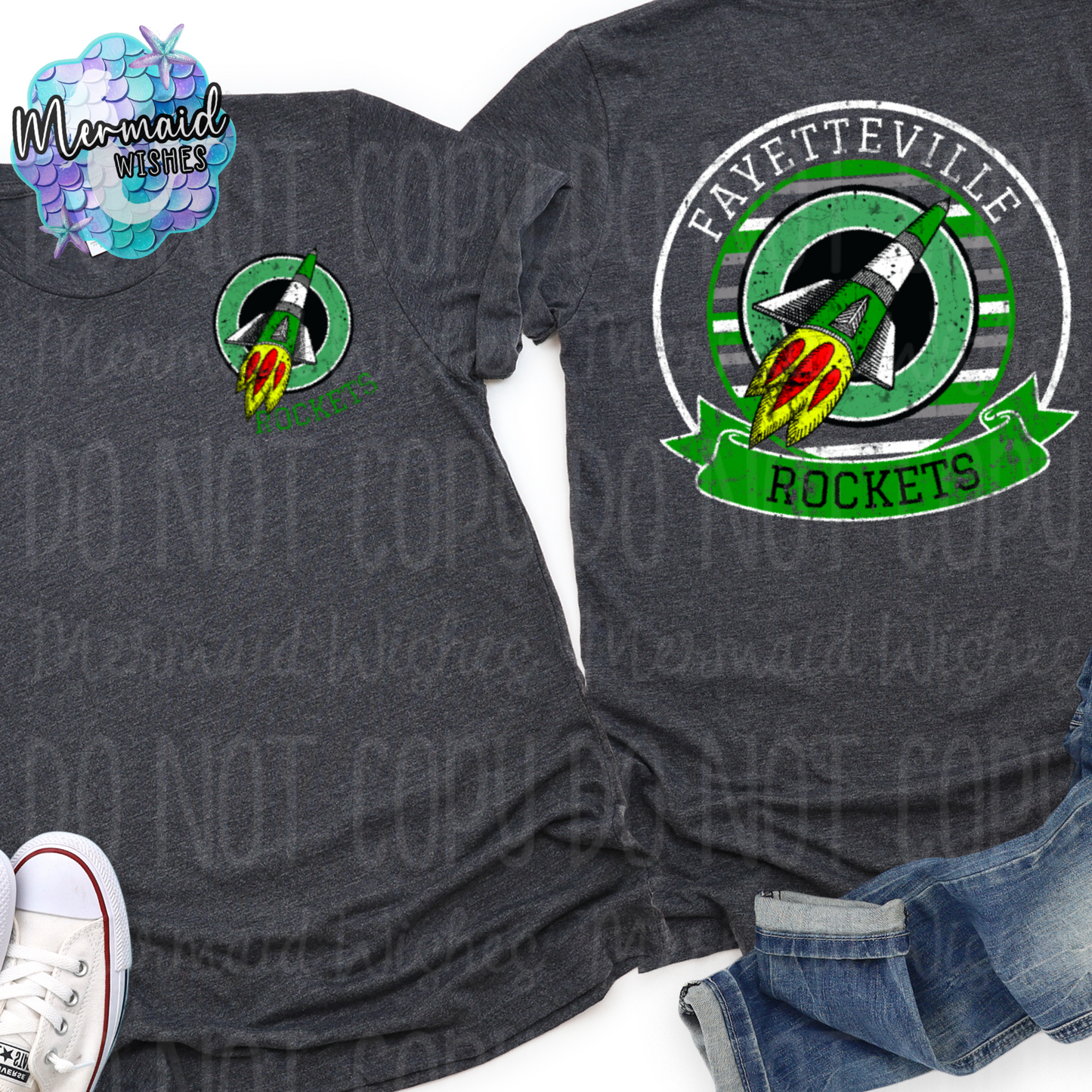 Fayetteville Rockets Distressed Striped Circle Mascot
