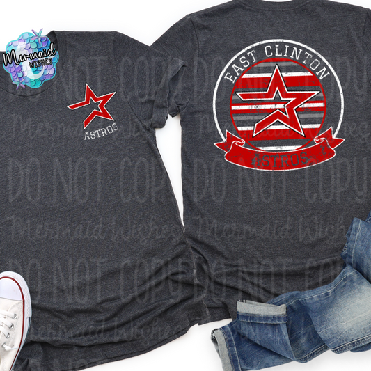 East Clinton Astros Distressed Striped Circle Mascot