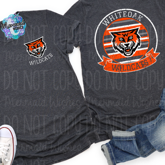 Whiteoak Wildcats Distressed Striped Circle Mascot