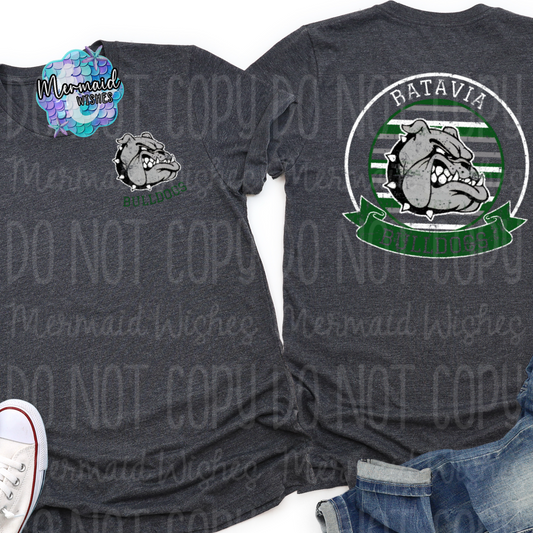 Batavia Bulldogs Distressed Striped Circle Mascot