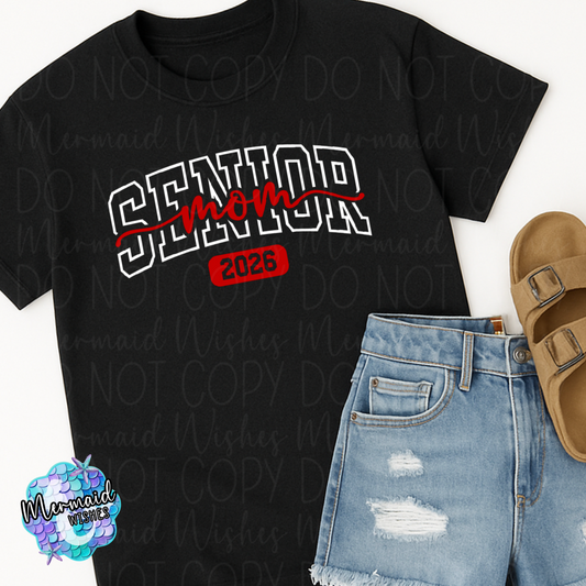 Senior Mom 2026 Bow (Red) (DTF)