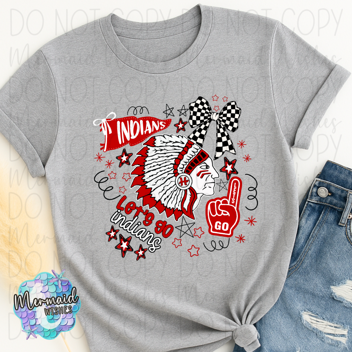 Let's Go Indians Doodles (DTF)