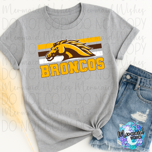 Bold Western Brown Broncos Stripes & Mascot (DTF)