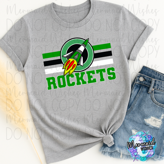 Bold Fayetteville Rockets Stripes & Mascot (DTF)