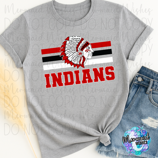 Bold Hillsboro Indians Stripes & Mascot (DTF)