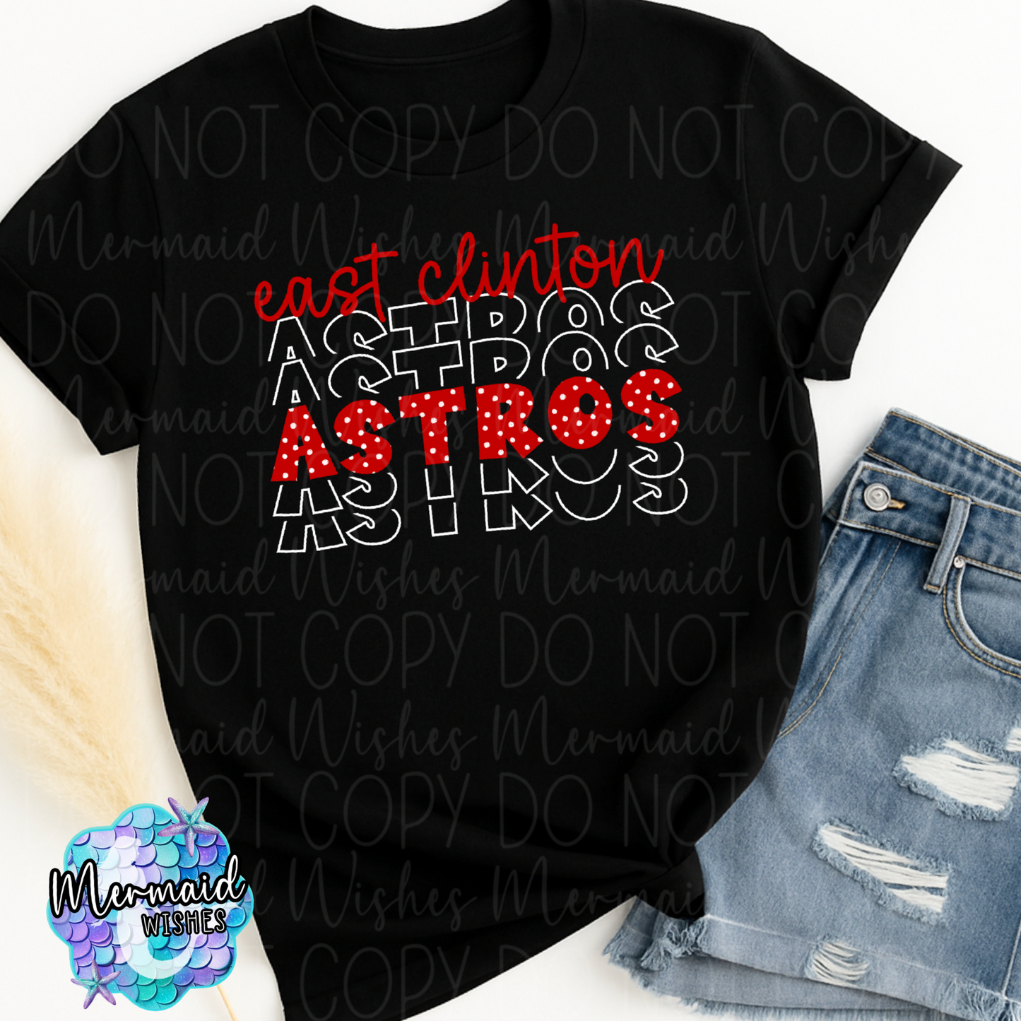 East Clinton Astros Polka Dots Stacked (DTF)
