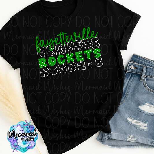Fayetteville Rockets Polka Dots Stacked (DTF)