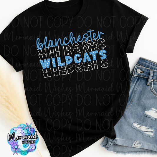Blanchester Wildcats Polka Dots Stacked (DTF)