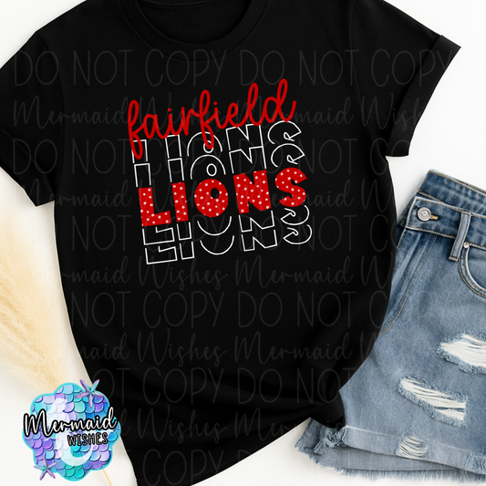 Fairfield Lions Polka Dots Stacked (DTF)