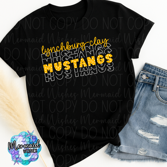 Lynchburg-Clay Mustangs Polka Dots Stacked (DTF)