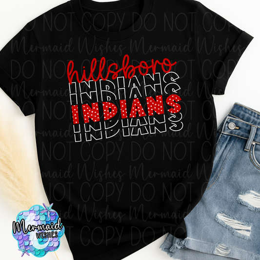Hillsboro Indians Polka Dots Stacked (DTF)