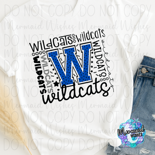 Williamsburg Wildcats Typography-White (DTF)