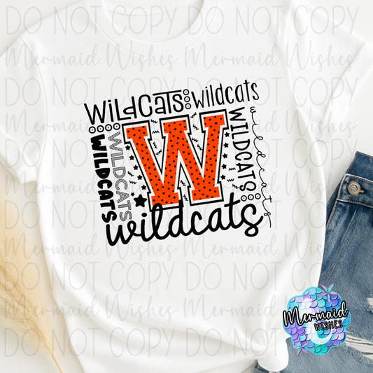 Whiteoak Wildcats Typography-White (DTF)