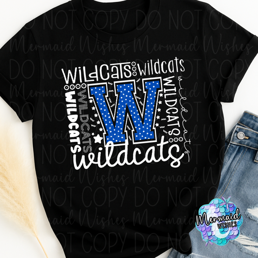 Williamsburg Wildcats Typography-Black (DTF)