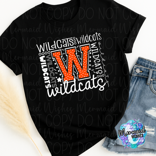 Whiteoak Wildcats Typography-Black (DTF)
