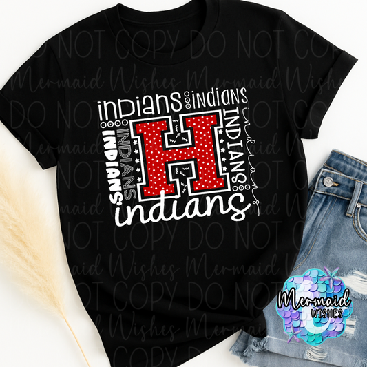 Hillsboro Indians Typography-Black (DTF)