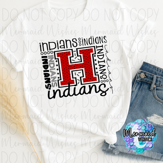 Hillsboro Indians Typography-White (DTF)