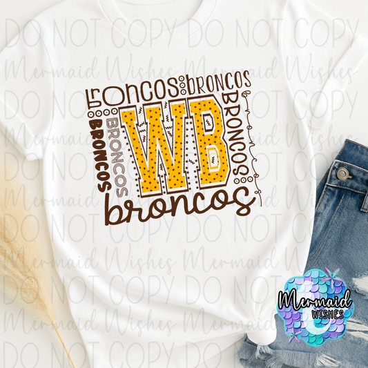 WB Broncos Typography-White (DTF)