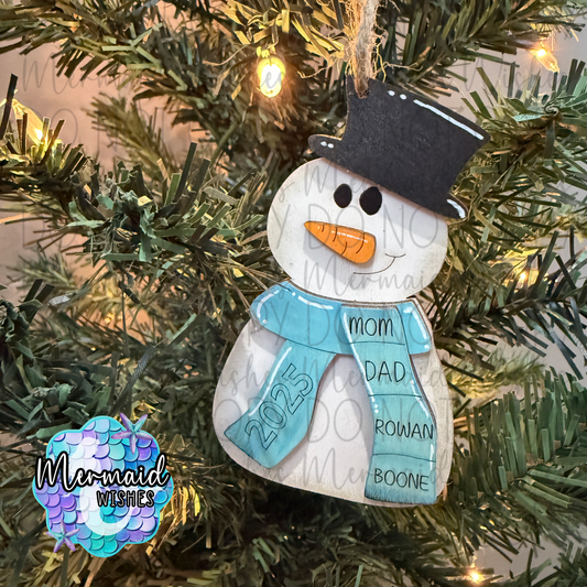 Snowman Wooden Ornament