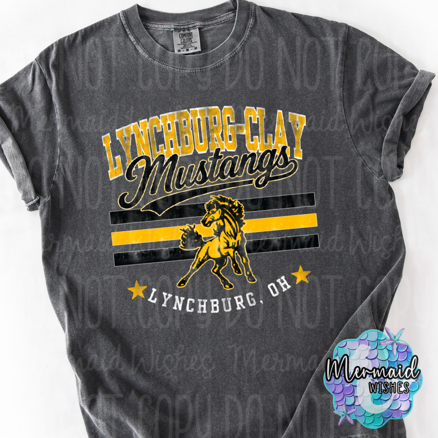 Lynchburg-Clay Mustangs Mascot Distressed