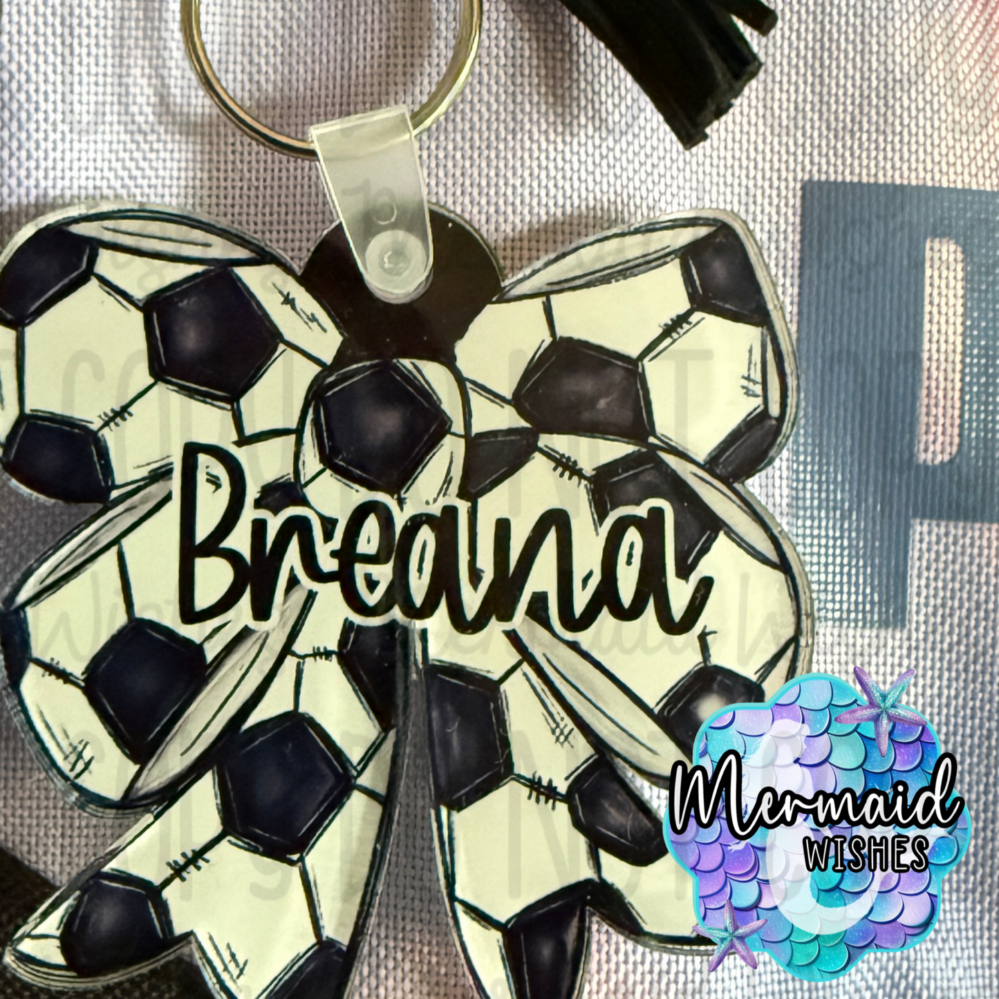 Soccer Bow Bag Tag Personalized (Fundraiser)
