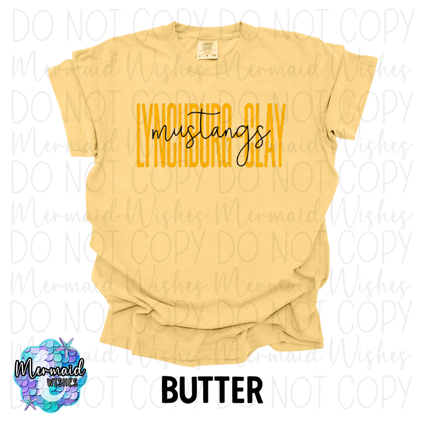 Lynchburg-Clay Mustangs Tall Script (DTF)