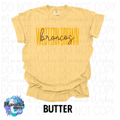 Western Brown Broncos Tall Script (DTF)