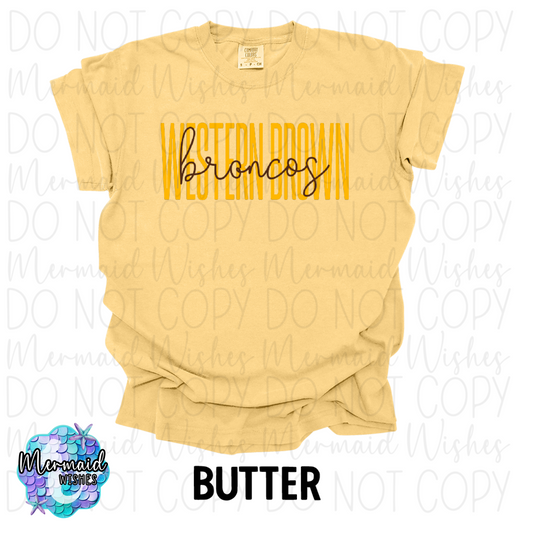 Western Brown Broncos Tall Script (DTF)