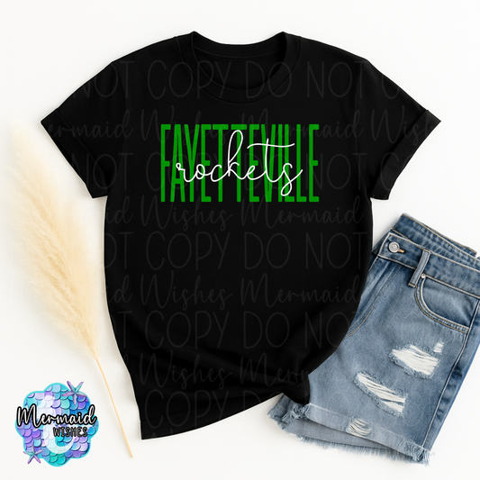 Fayetteville Rockets Tall Script-Black (DTF)