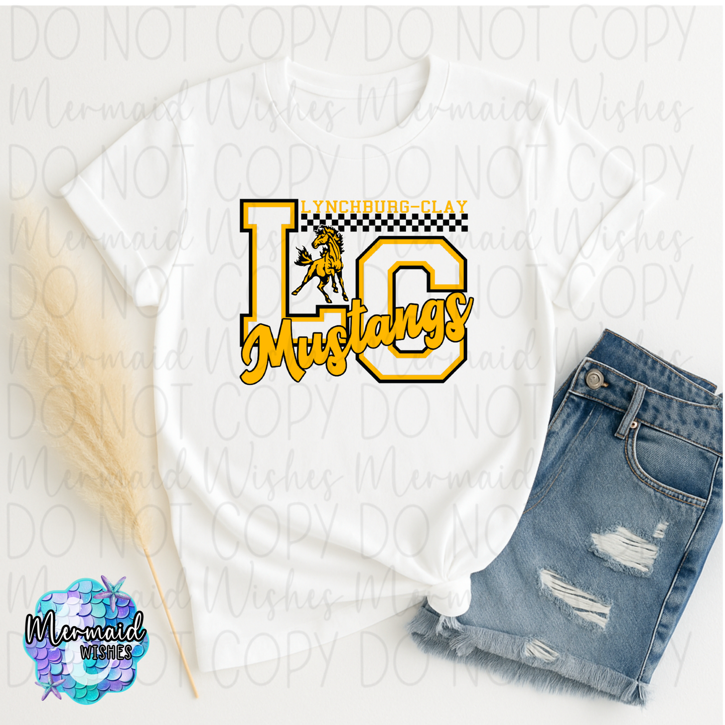 Lynchburg-Clay Mustangs Varsity Letter (DTF)