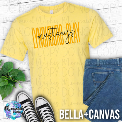 Lynchburg-Clay Mustangs Tall Script (DTF)