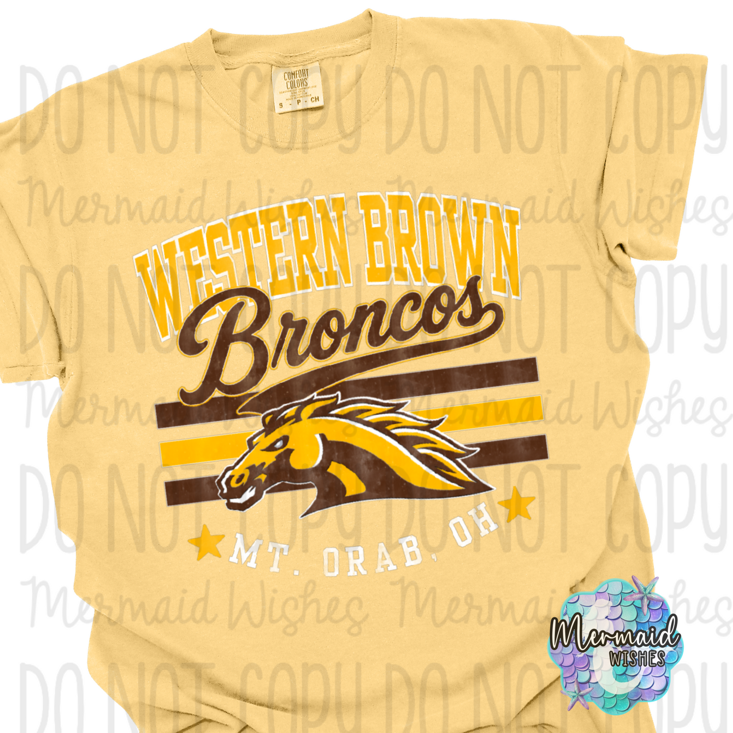 Western Brown Broncos Mascot Distressed