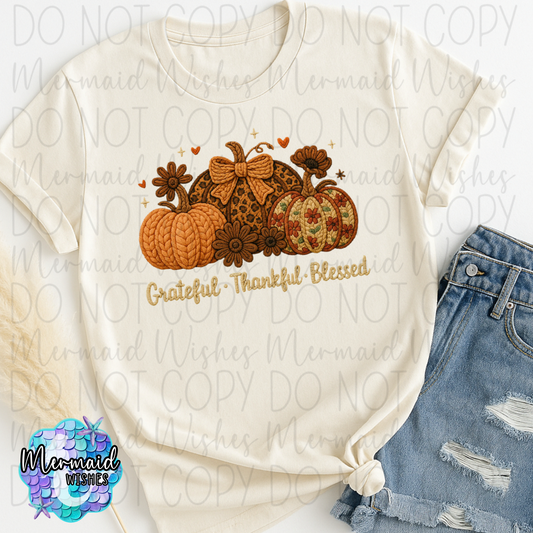 Grateful Thankful Blessed Faux Yarn (DTF)