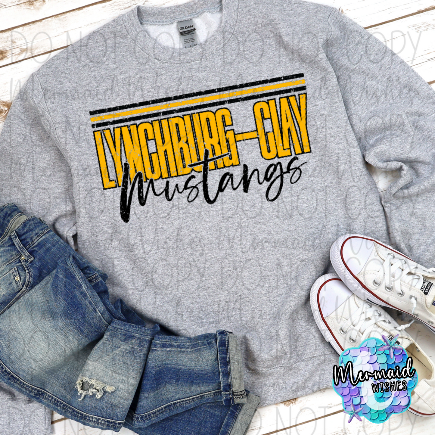 Distressed Stripes Lynchburg-Clay Mustangs