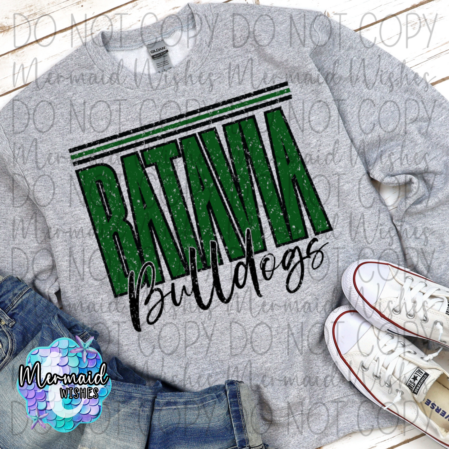 Distressed Stripes Batavia Bulldogs