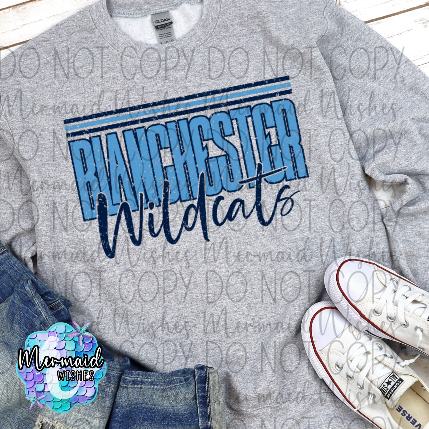 Distressed Stripes Blanchester Wildcats