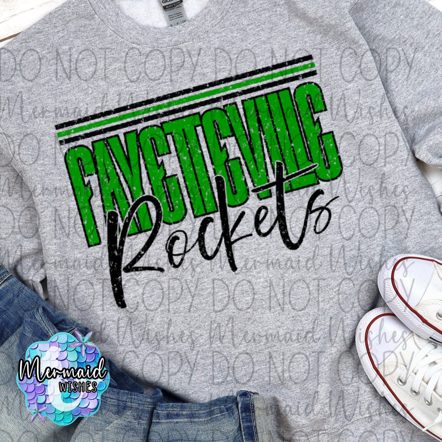 Distressed Stripes Fayetteville Rockets