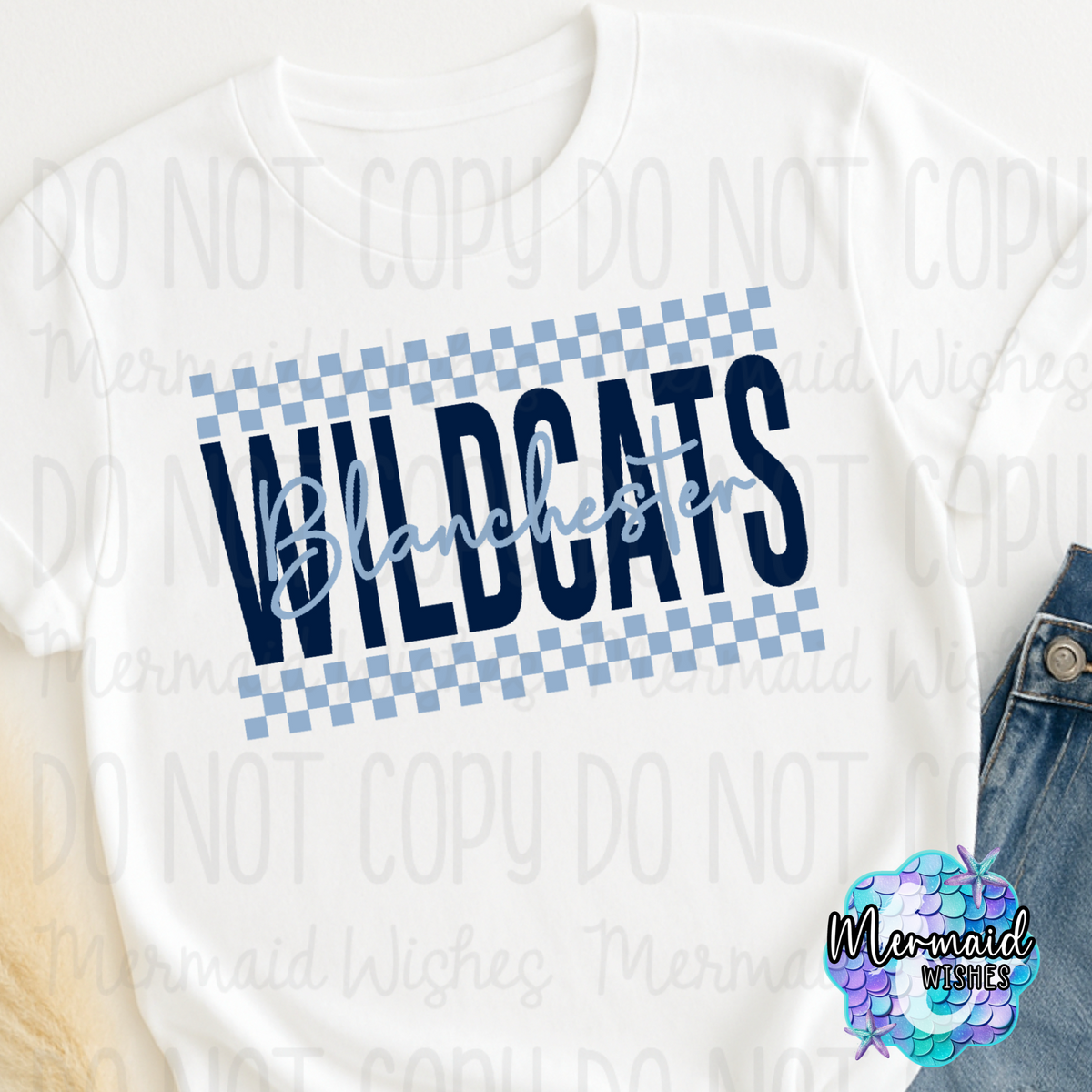 Blanchester Wildcats Checkered (TShirt, Crewneck & Hoodie)