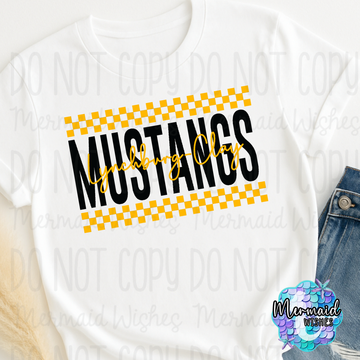 Lynchburg-Clay Mustangs Checkered (TShirt, Crewneck & Hoodie)