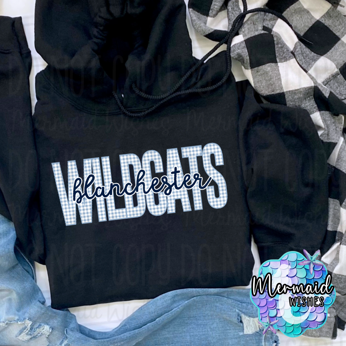 Blanchester Wildcats Gingham (TShirt, Crewneck & Hoodie)