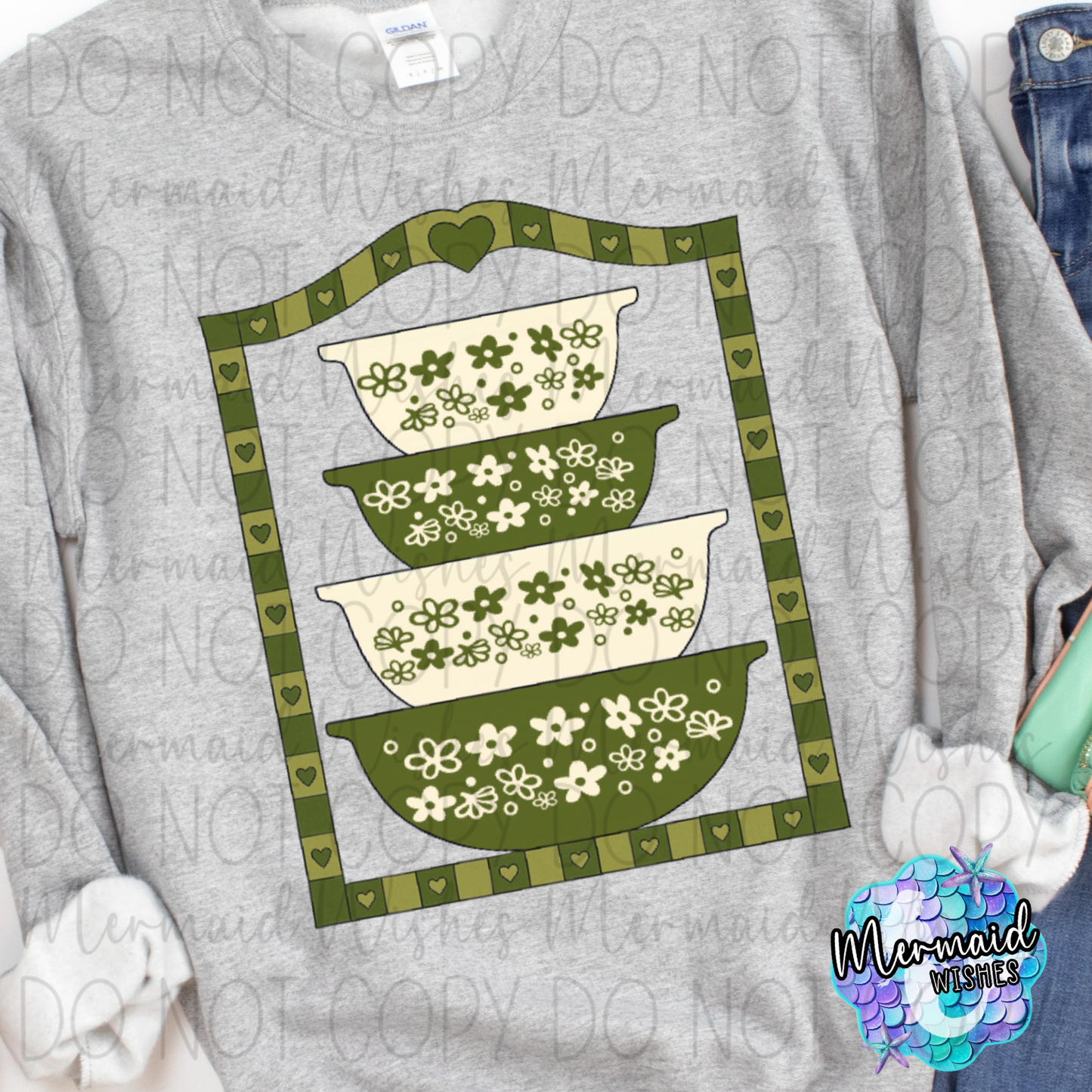 Thrifted Olive Green Pyrex (Sublimation)