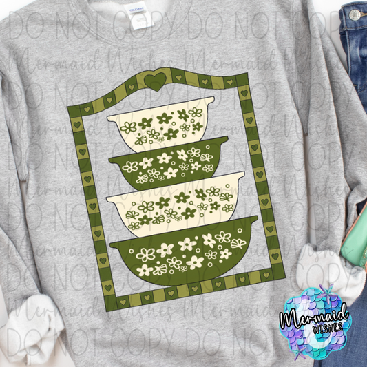 Thrifted Olive Green Pyrex (Sublimation)