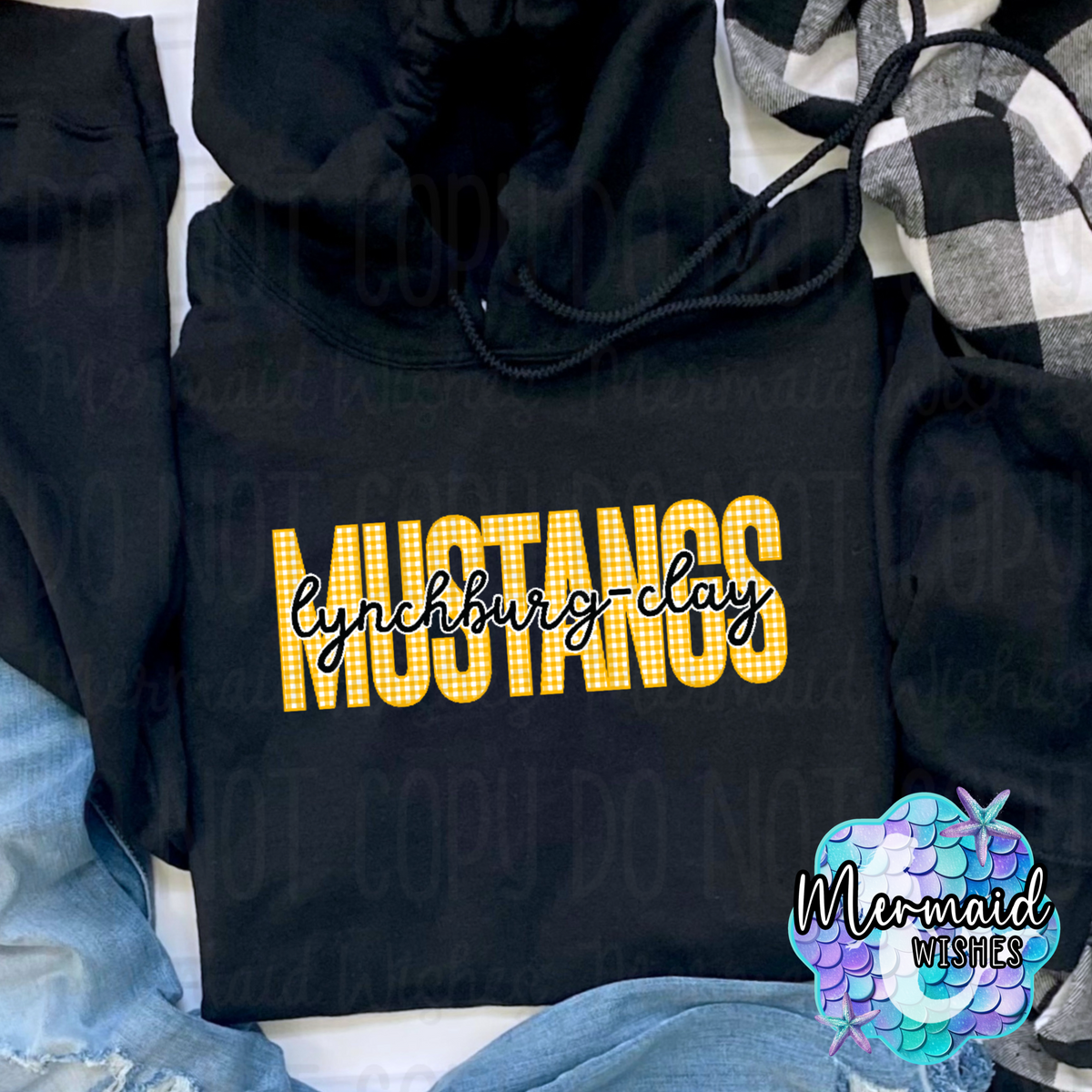 Lynchburg-Clay Mustangs Gingham (TShirt, Crewneck & Hoodie)