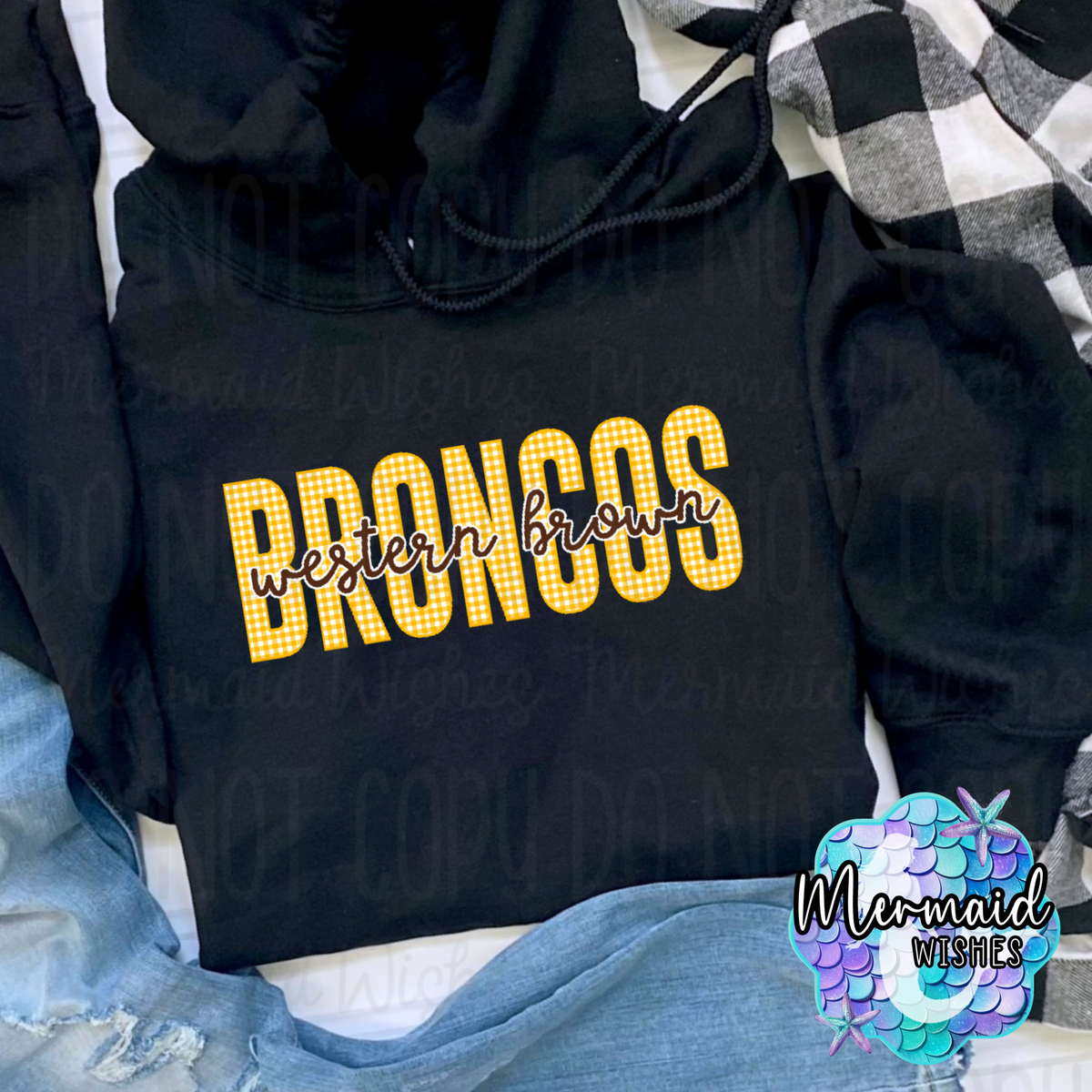 Western Brown Broncos Gingham (TShirt, Crewneck & Hoodie)
